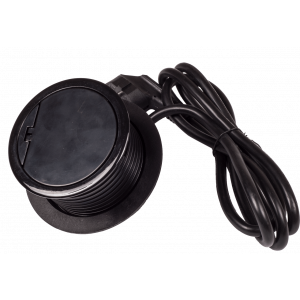 Лючок в стол на два кейстоуна + одна розетка со шнуром 1.8м, черный